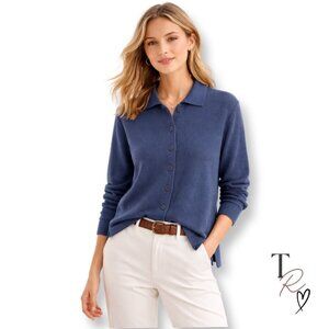 Peruvian Connection Navy Blue Classic Button Front Cardigan Sweater Alpaca Smal